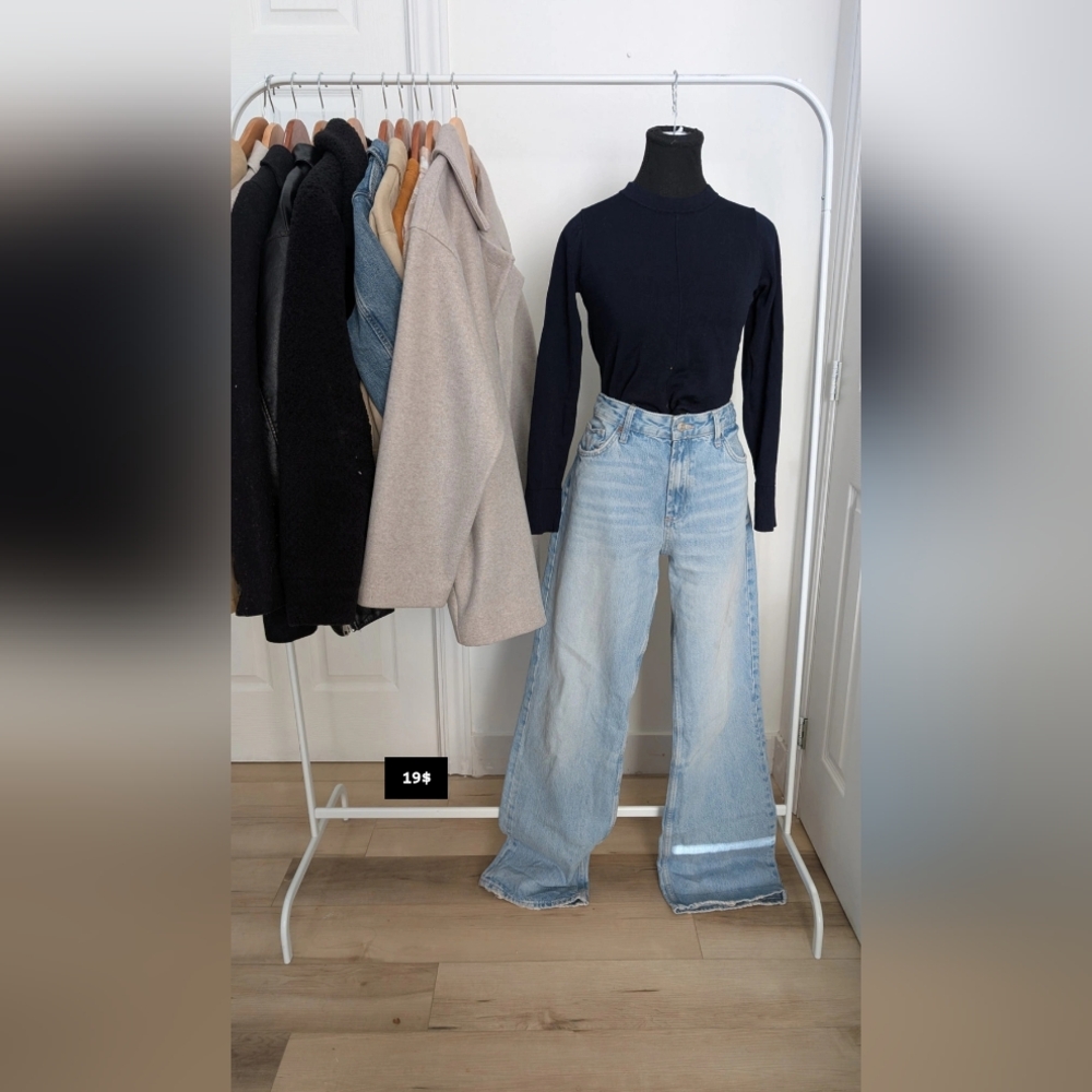 SOLD-ZARA - Light Blue Wide-Leg Jeans